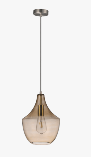 SAIL GLASS PENDANT 240V E27 ANT.BRASS/AMBER